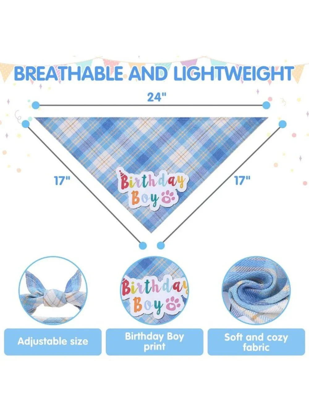 Puppy Birthday Bandana & Hat Set, Party Supplies with Banner & Balloons for Dogs